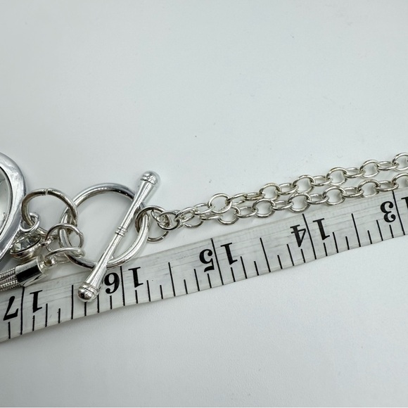 C1946 Silver Tone Tussle Large Pendant Drop Toggle Necklace - Picture 9 of 9